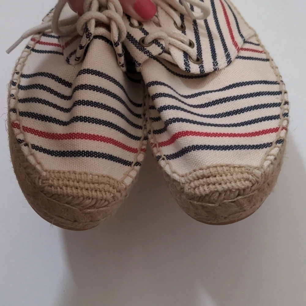 SOLUDOS Oxford Lace-up Platform Espadrilles Striped NWOB 9.5